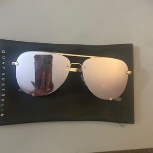 Quay rose gold reflective aviators